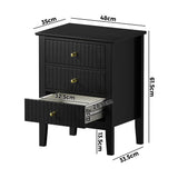 Oikiture Bedside Tables Set of 2 Side End Nightstand Black - Extra Image