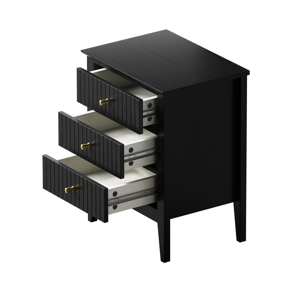 Oikiture Bedside Tables Set of 2 Side End Nightstand Black