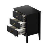 Oikiture Bedside Tables Set of 2 Side End Nightstand Black - Front View