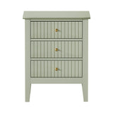 Oikiture Bedside Table 3 Drawers Side End Nightstand Green