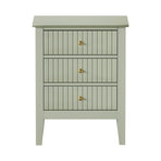 Oikiture Bedside Table 3 Drawers Side End Nightstand Green
