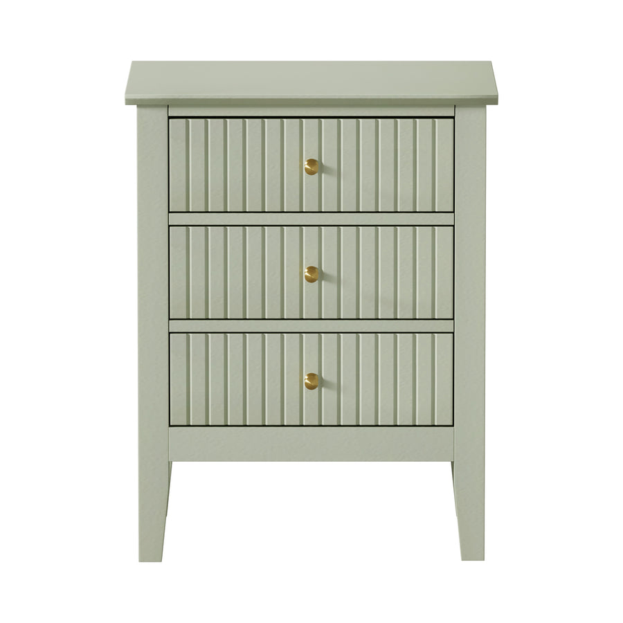 Oikiture Bedside Table 3 Drawers Side End Nightstand Green