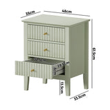 Oikiture Bedside Table 3 Drawers Side End Nightstand Green