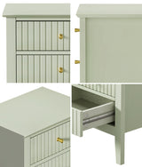 Oikiture Bedside Table 3 Drawers Side End Nightstand Green
