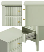 Oikiture Bedside Table 3 Drawers Side End Nightstand Green