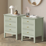 Oikiture Bedside Tables Set of 2 Side End Nightstand Green