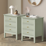 Oikiture Bedside Tables Set of 2 Side End Nightstand Green - Close-Up Angle
