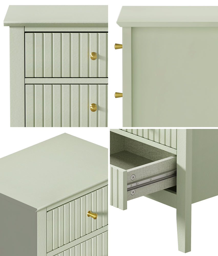 Oikiture Bedside Tables Set of 2 Side End Nightstand Green