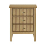 Oikiture Bedside Table 3 Drawers Side End Nightstand Natural
