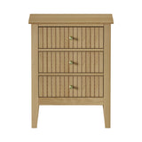 Oikiture Bedside Table 3 Drawers Side End Nightstand Natural - 45-Degree Angle