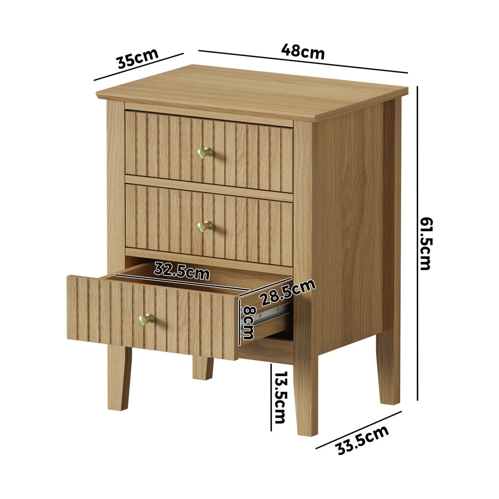 Oikiture Bedside Tables Set of 2 Side End Nightstand Natural