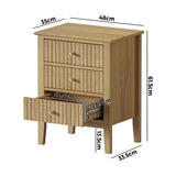 Oikiture Bedside Tables Set of 2 Side End Nightstand Natural - Front View