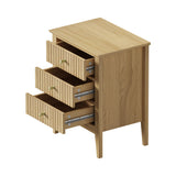 Oikiture Bedside Tables Set of 2 Side End Nightstand Natural - Rear View