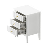 Oikiture Bedside Table 3 Drawers Side End Nightstand White - Front View