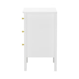 Oikiture Bedside Table 3 Drawers Side End Nightstand White - Top-Down View