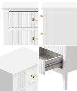 Oikiture Bedside Table 3 Drawers Side End Nightstand White