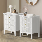 Oikiture Bedside Tables Set of 2 Side End Nightstand White, image 2