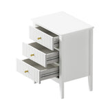 Oikiture Bedside Tables Set of 2 Side End Nightstand White - Side View