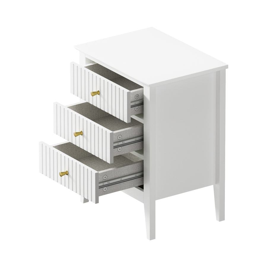 Oikiture Bedside Tables Set of 2 Side End Nightstand White, image 3