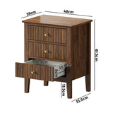 Oikiture Bedside Table 3 Drawers Side End Nightstand Walnut - Low Angle