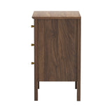 Oikiture Bedside Table 3 Drawers Side End Nightstand Walnut - 45-Degree Angle
