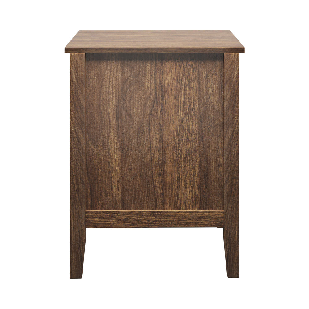 Oikiture Bedside Table 3 Drawers Side End Nightstand Walnut