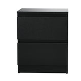 Oikiture Bedside Table Nightstand 2 Drawers Black - Extra Image