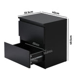Oikiture Bedside Table Nightstand 2 Drawers Black - Low Angle