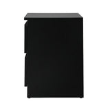 Oikiture Bedside Table Nightstand 2 Drawers Black
