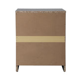 Oikiture Bedside Table Nightstand 2 Drawers Black - Rear View