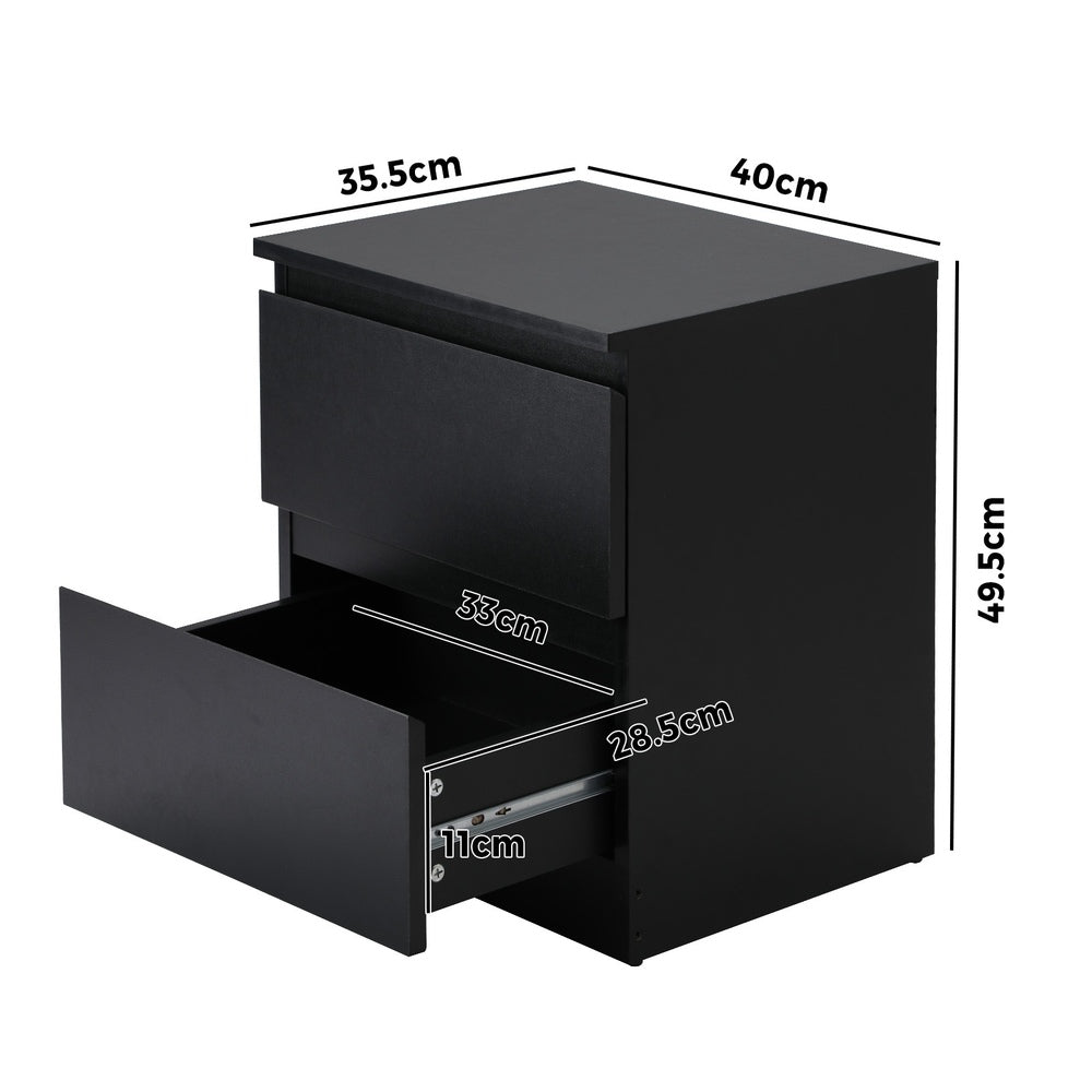 Oikiture Bedside Tables Set of 2 Nightstand Black