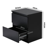 Oikiture Bedside Tables Set of 2 Nightstand Black - Top-Down View