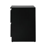 Oikiture Bedside Tables Set of 2 Nightstand Black - Side View