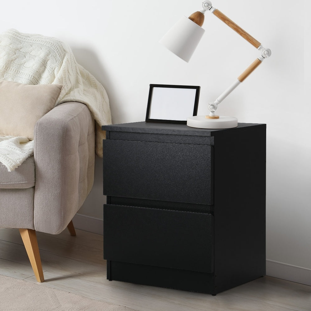 Oikiture Bedside Tables Set of 2 Nightstand Black
