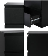 Oikiture Bedside Tables Set of 2 Nightstand Black - Close-Up Angle