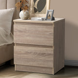 Oikiture Bedside Table Nightstand 2 Drawers Natural - Top-Down View