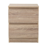 Oikiture Bedside Table Nightstand 2 Drawers Natural - Rear View