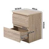 Oikiture Bedside Table Nightstand 2 Drawers Natural