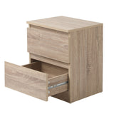Oikiture Bedside Table Nightstand 2 Drawers Natural - Front View