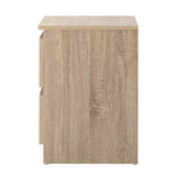 Oikiture Bedside Table Nightstand 2 Drawers Natural - Side View