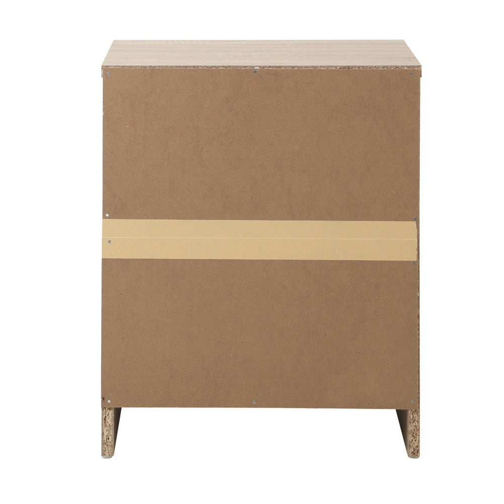 Oikiture Bedside Table Nightstand 2 Drawers Natural