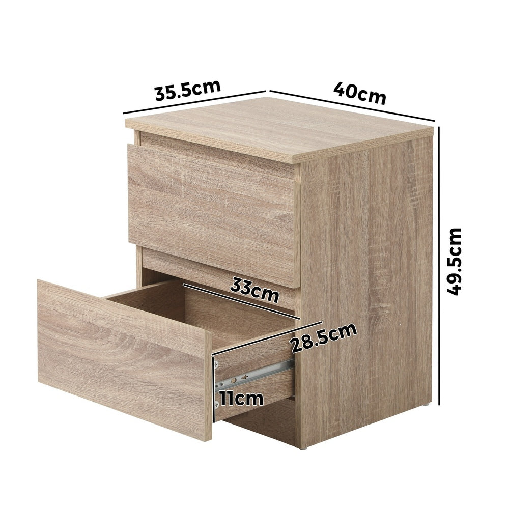Oikiture Bedside Tables Set of 2 Nightstand Wood
