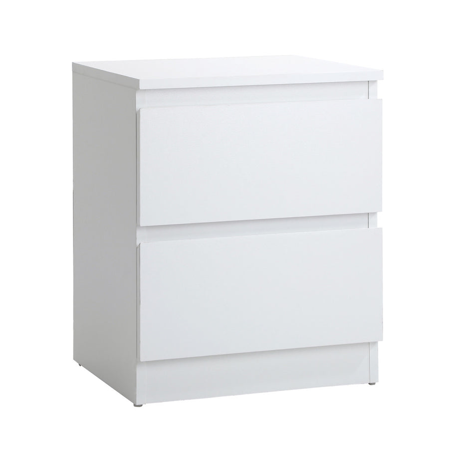 Oikiture Bedside Table Nightstand 2 Drawers White