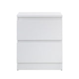 Oikiture Bedside Table Nightstand 2 Drawers White