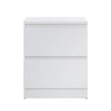 Oikiture Bedside Table Nightstand 2 Drawers White - 45-Degree Angle