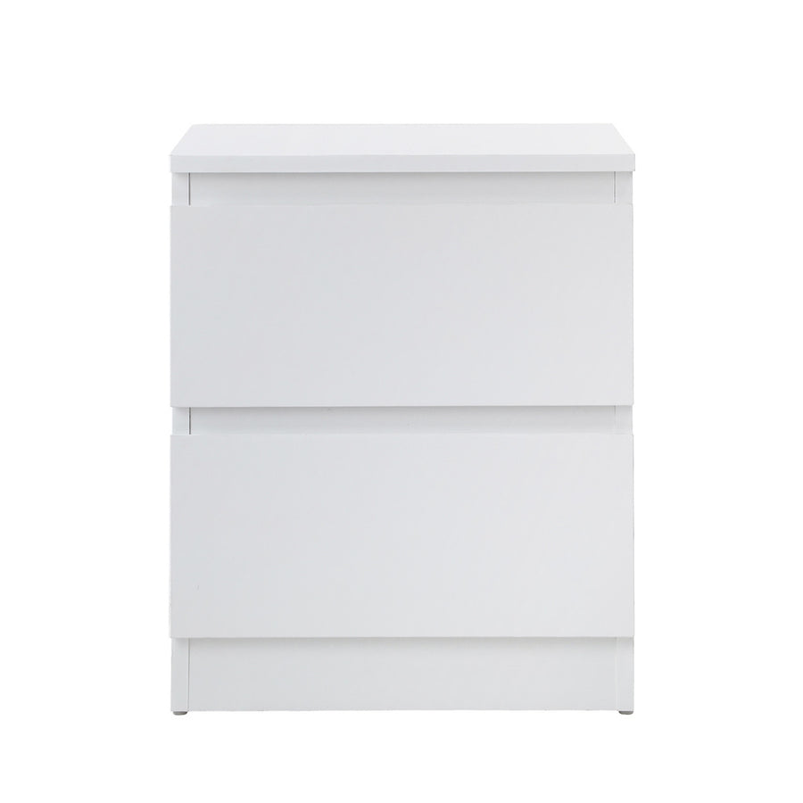 Oikiture Bedside Table Nightstand 2 Drawers White