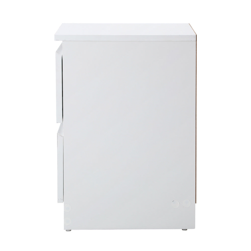 Oikiture Bedside Table Nightstand 2 Drawers White