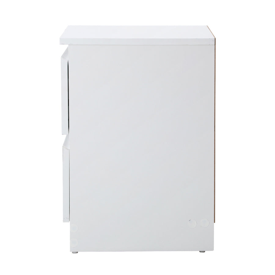 Oikiture Bedside Table Nightstand 2 Drawers White