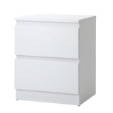 Oikiture Bedside Table Nightstand 2 Drawers White