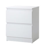 Oikiture Bedside Table Nightstand 2 Drawers White - Front View
